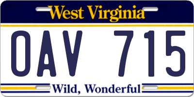 WV license plate OAV715