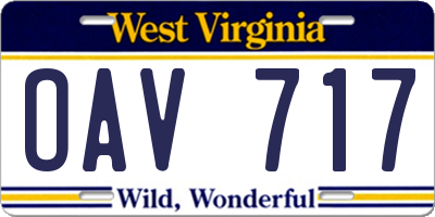 WV license plate OAV717