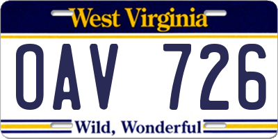 WV license plate OAV726