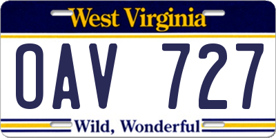 WV license plate OAV727