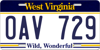 WV license plate OAV729