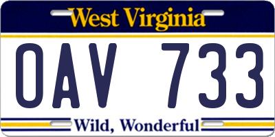 WV license plate OAV733
