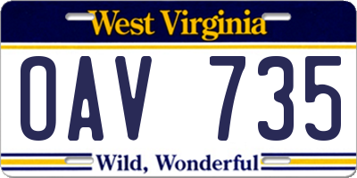 WV license plate OAV735
