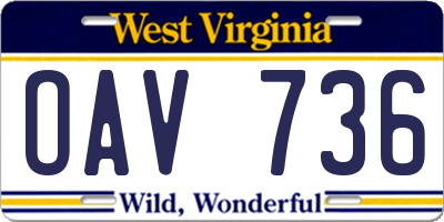 WV license plate OAV736