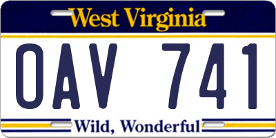WV license plate OAV741