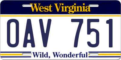 WV license plate OAV751