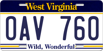 WV license plate OAV760