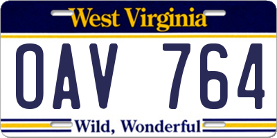 WV license plate OAV764