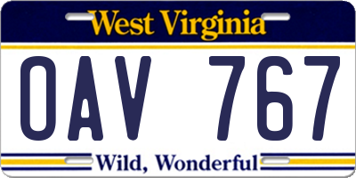 WV license plate OAV767
