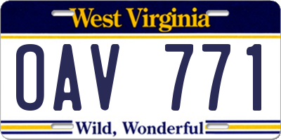 WV license plate OAV771