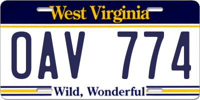 WV license plate OAV774