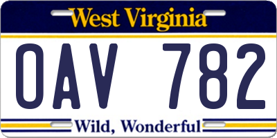 WV license plate OAV782