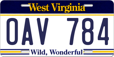 WV license plate OAV784