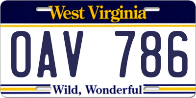 WV license plate OAV786