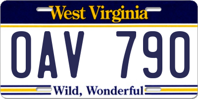 WV license plate OAV790