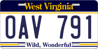 WV license plate OAV791