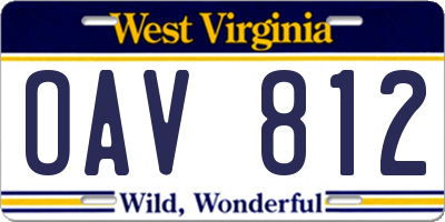 WV license plate OAV812