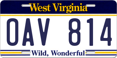 WV license plate OAV814