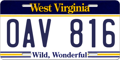 WV license plate OAV816