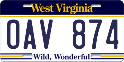 WV license plate OAV874