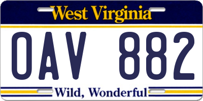 WV license plate OAV882