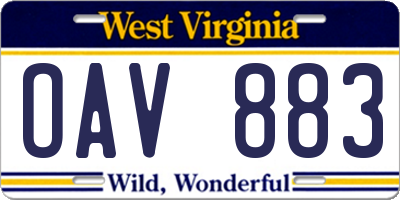 WV license plate OAV883