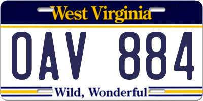 WV license plate OAV884