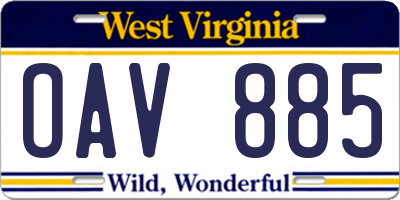 WV license plate OAV885