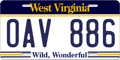 WV license plate OAV886
