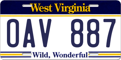 WV license plate OAV887