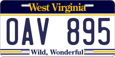 WV license plate OAV895