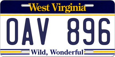 WV license plate OAV896