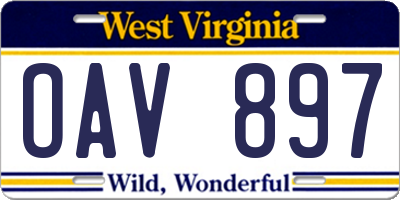 WV license plate OAV897
