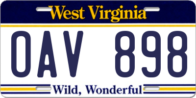 WV license plate OAV898