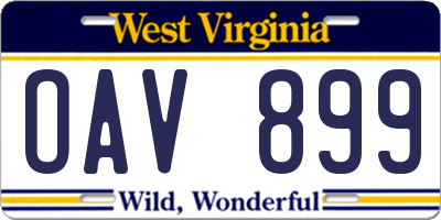 WV license plate OAV899