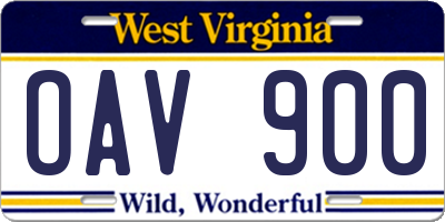 WV license plate OAV900