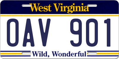 WV license plate OAV901
