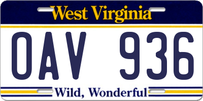 WV license plate OAV936