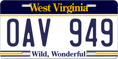 WV license plate OAV949