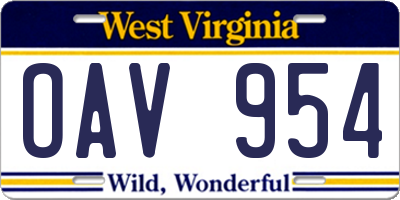 WV license plate OAV954