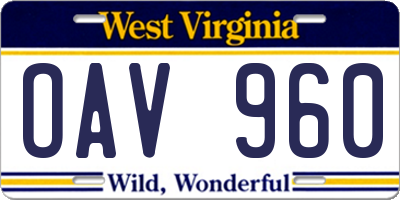 WV license plate OAV960
