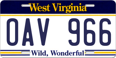 WV license plate OAV966