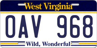 WV license plate OAV968