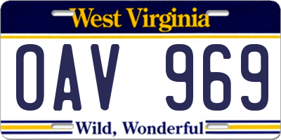 WV license plate OAV969
