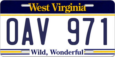 WV license plate OAV971