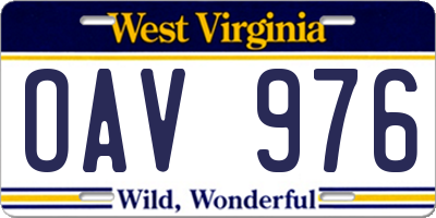 WV license plate OAV976