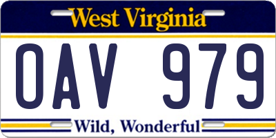 WV license plate OAV979