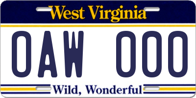 WV license plate OAW000