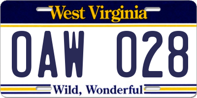 WV license plate OAW028