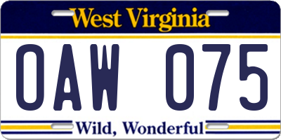 WV license plate OAW075